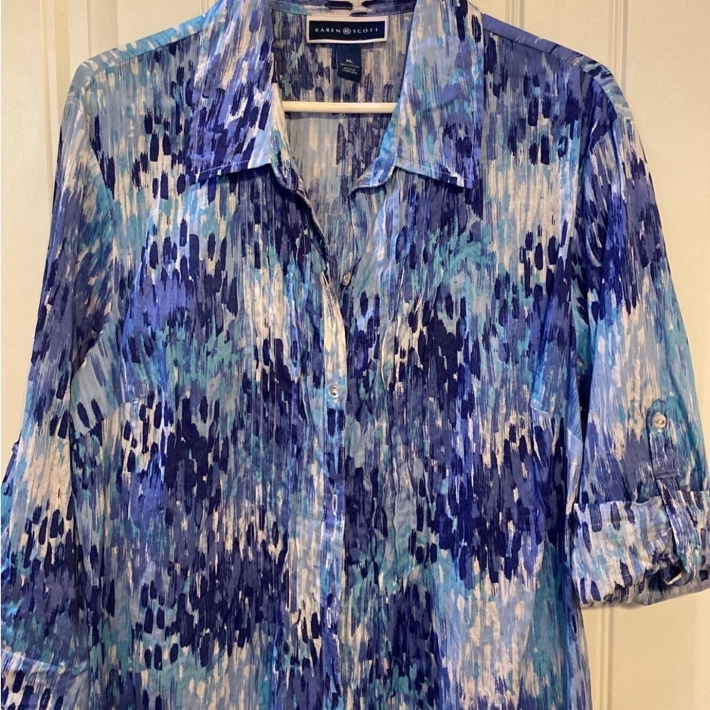 Karen Scott Multicolor Abstract Blouse XL